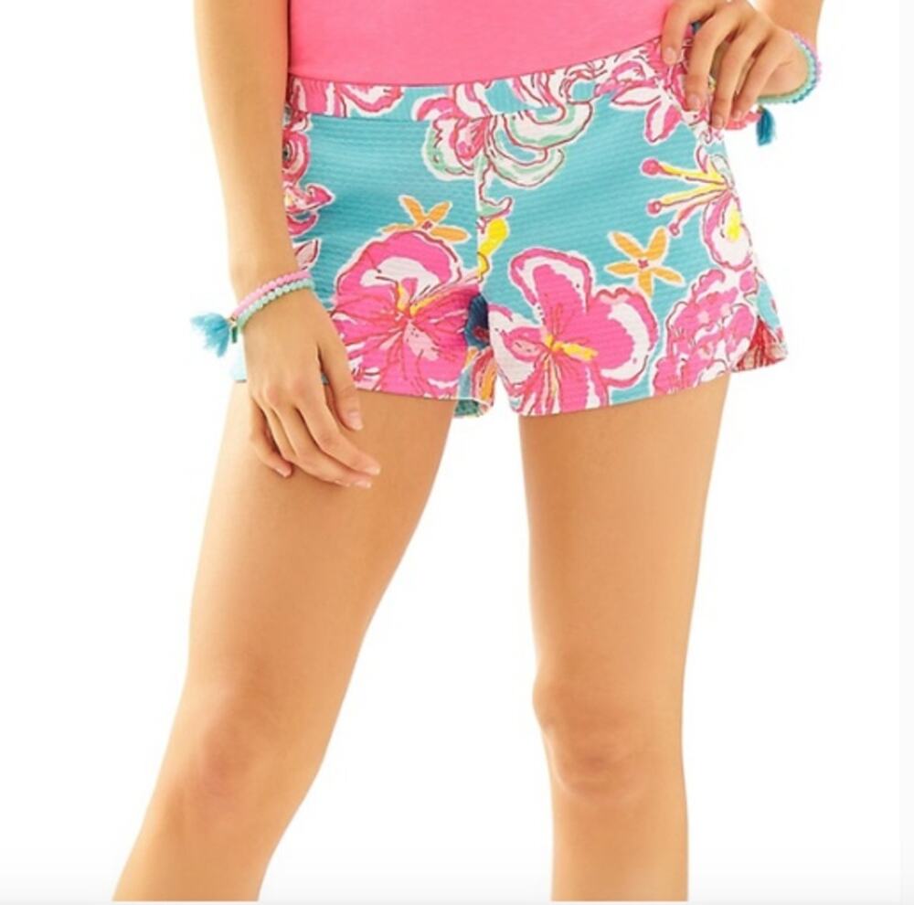 Lilly Pulitzer Adie Shorts Lolita Breakwater Blue Floral Print Low Rise Womens 0